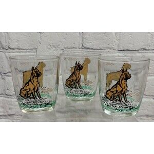 Vtg Hazel Atlas Willie the Boxer Dog Glassware Tumbler Lowball Rocks Barware